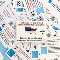 U.S. Civics Test Flash Card Combo Set (Bilingual Cards and Booklet: English/Spanish) with 100 Common Questions